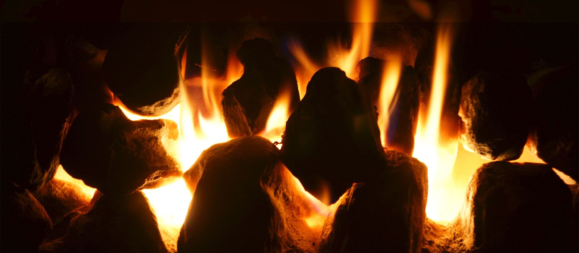 Flames glowing in a gas fire